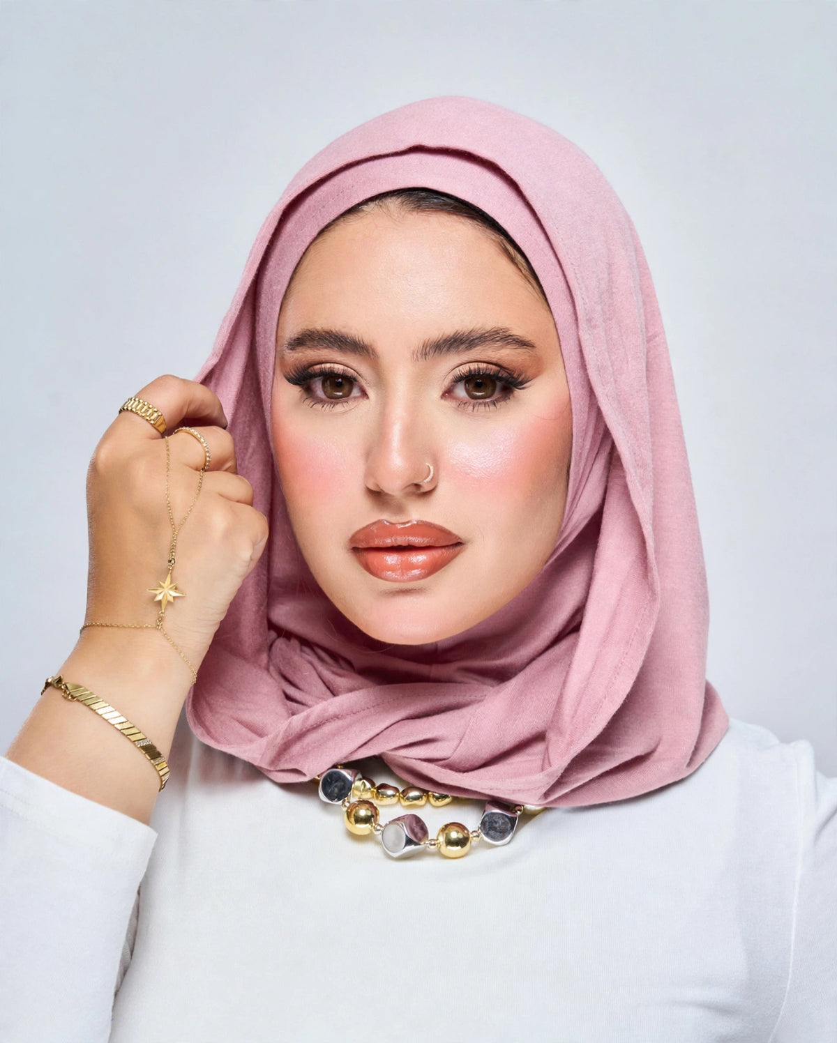 Hoodie Jersey Hijab - Pink