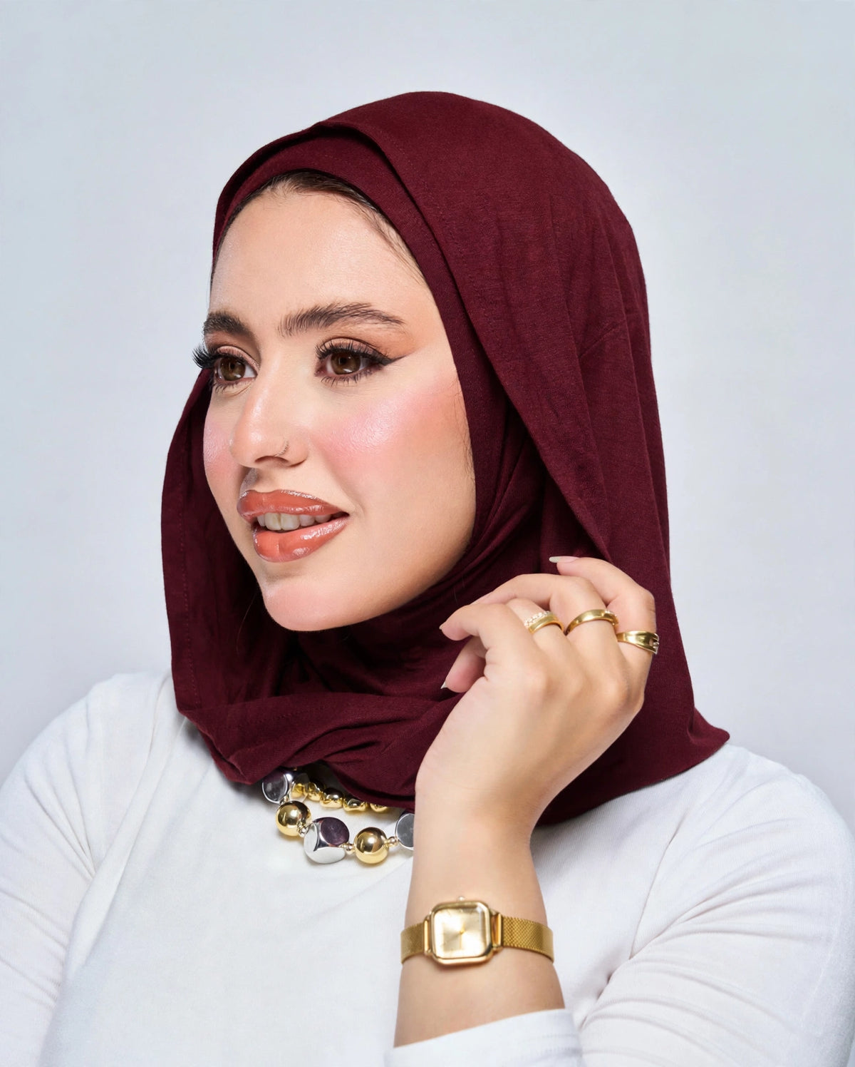 Hoodie Jersey Hijab - Burgundy