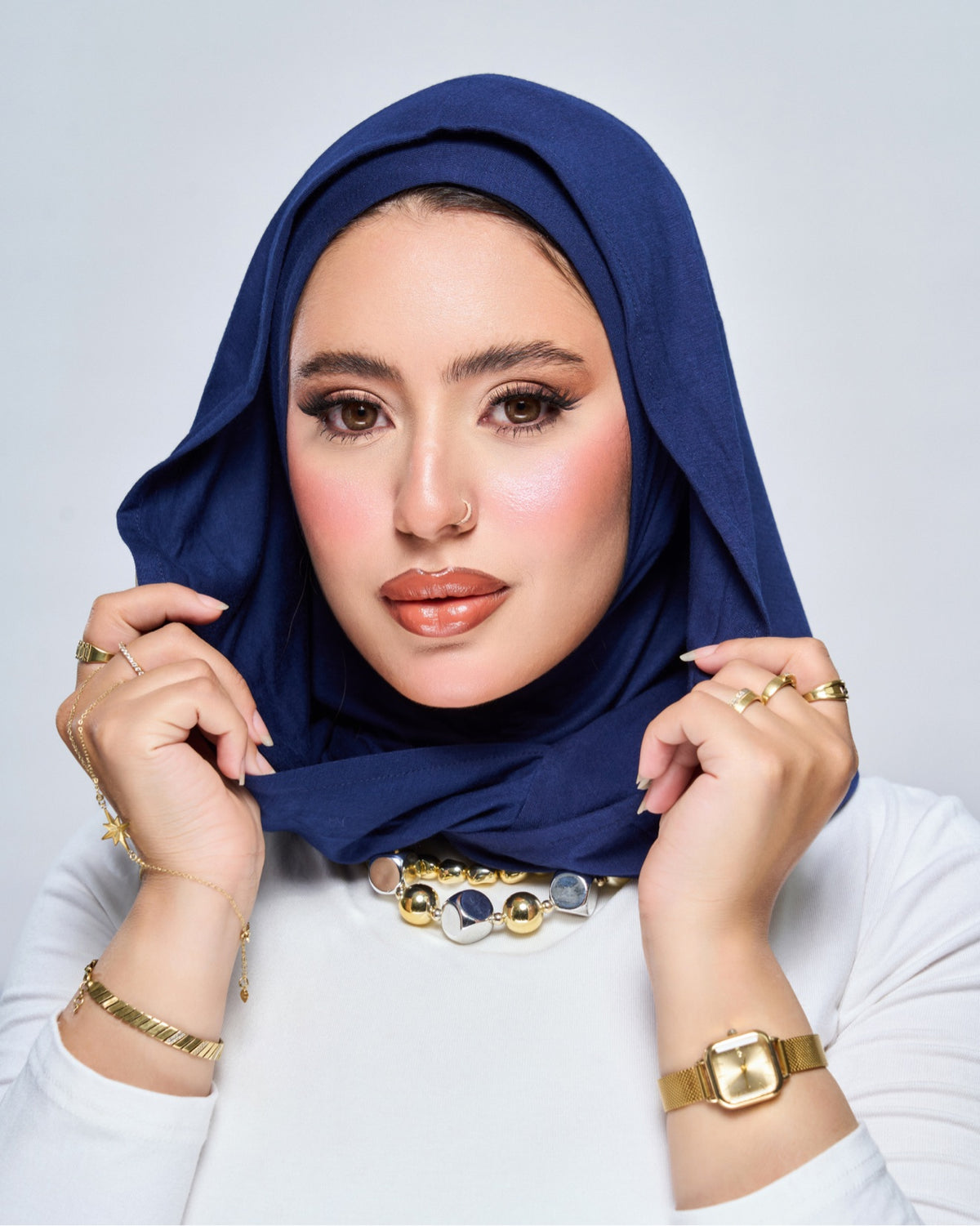 Hoodie Jersey Hijab - Navy