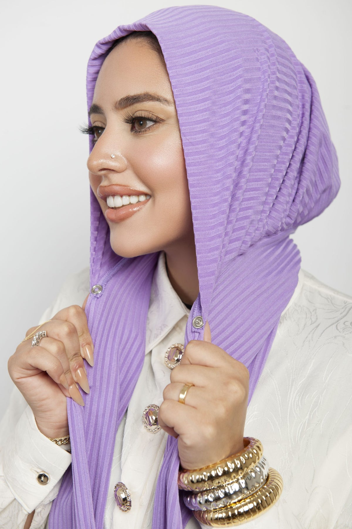 Hijab Ribbed with Pin - Lavendar