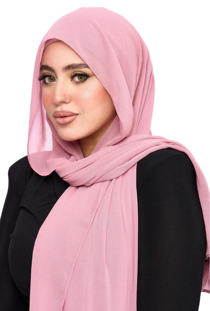 Instant Chiffon Hijab 3-in-1 with Built-in Magnets - Pink