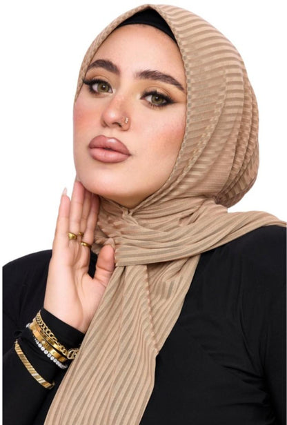 Hijab Ribbed with Pin - Coffee