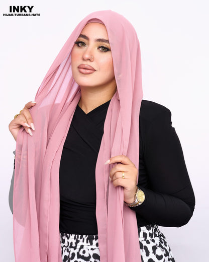 Instant Chiffon Hijab 3-in-1 with Built-in Magnets - Pink