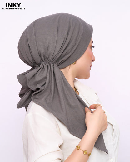 Elegant Pre-Tied Headscarves - Gray