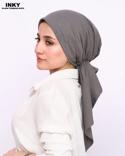 Elegant Pre-Tied Headscarves - Gray