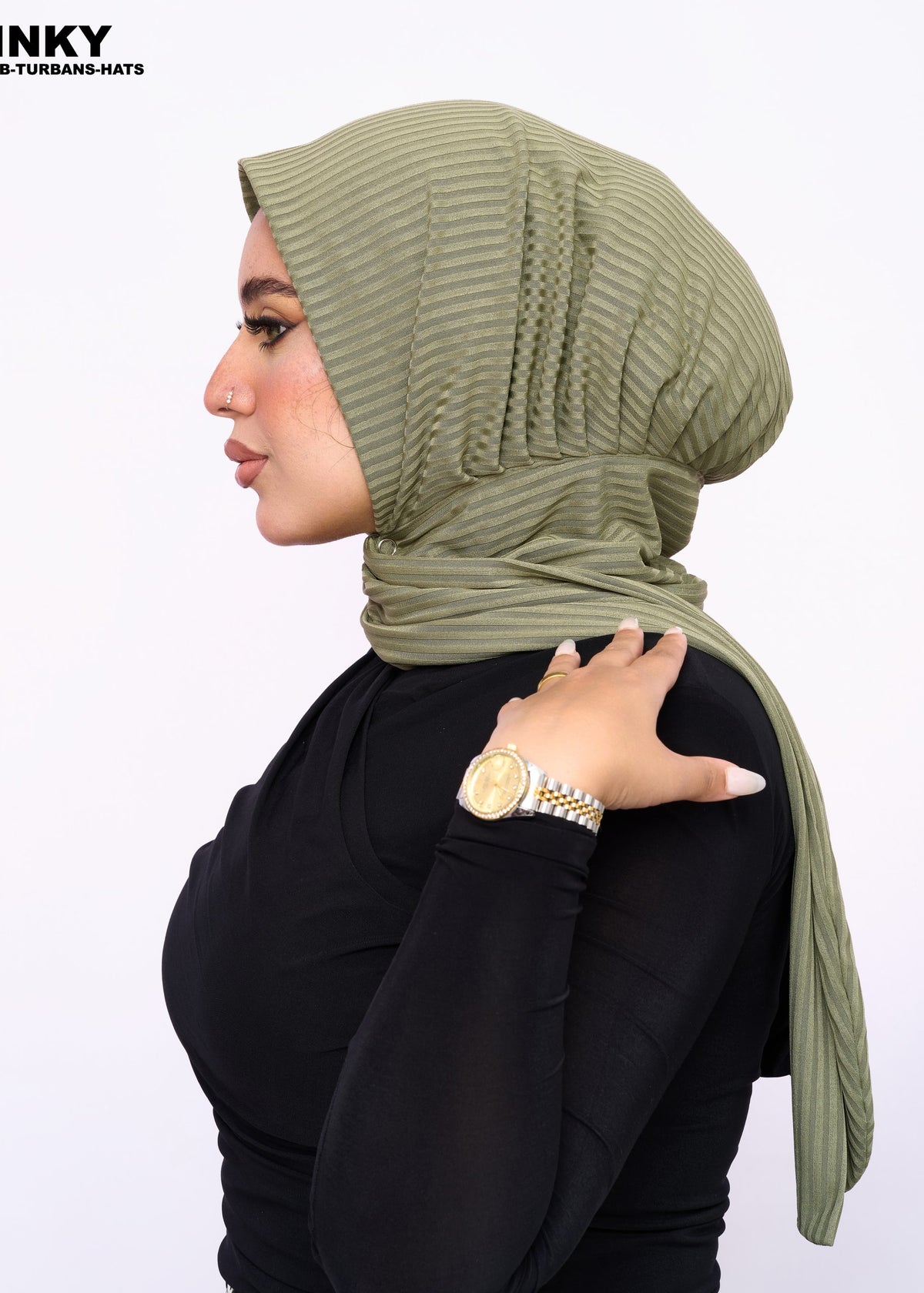 Hijab Ribbed with Pin - Green