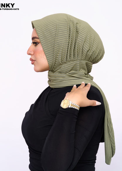 Hijab Ribbed with Pin - Green
