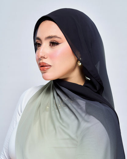 3-in-1 Instant Ombre Chiffon Hijab - Forest Mist Ombre
