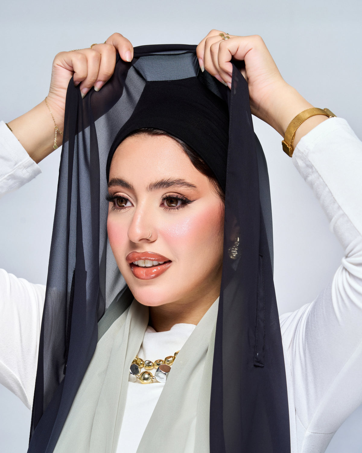 3-in-1 Instant Ombre Chiffon Hijab - Forest Mist Ombre