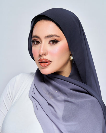 3-in-1 Instant Ombre Chiffon Hijab - Grey Ombre