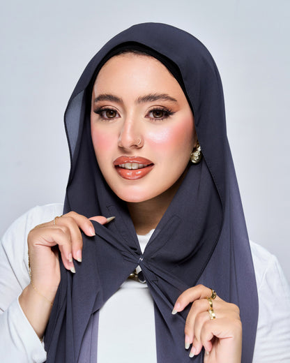 3-in-1 Instant Ombre Chiffon Hijab - Grey Ombre