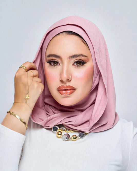 Hoodie Jersey Hijab - Pink