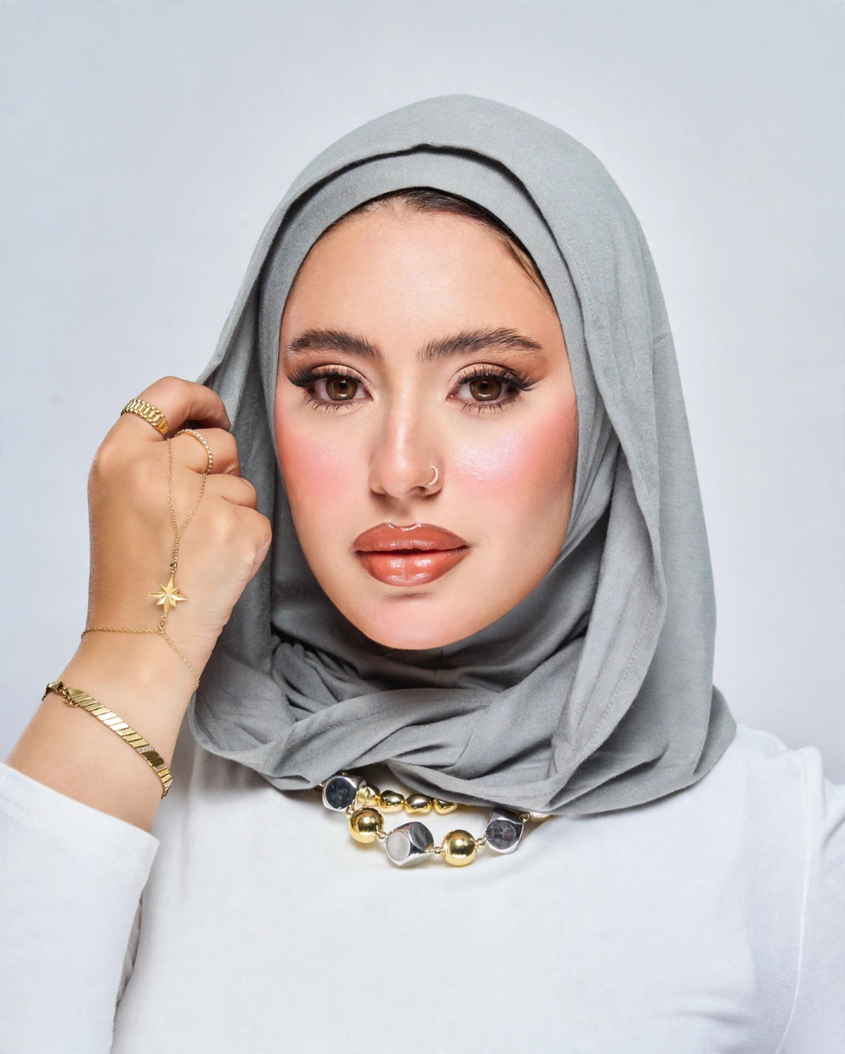 Hoodie Jersey Hijab - Grey