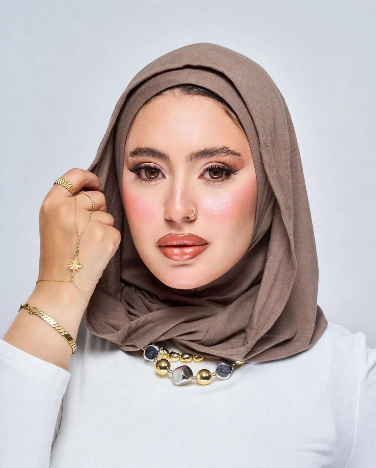 Hoodie Jersey Hijab - Taupe