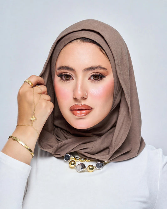 Hoodie Jersey Hijab - Taupe