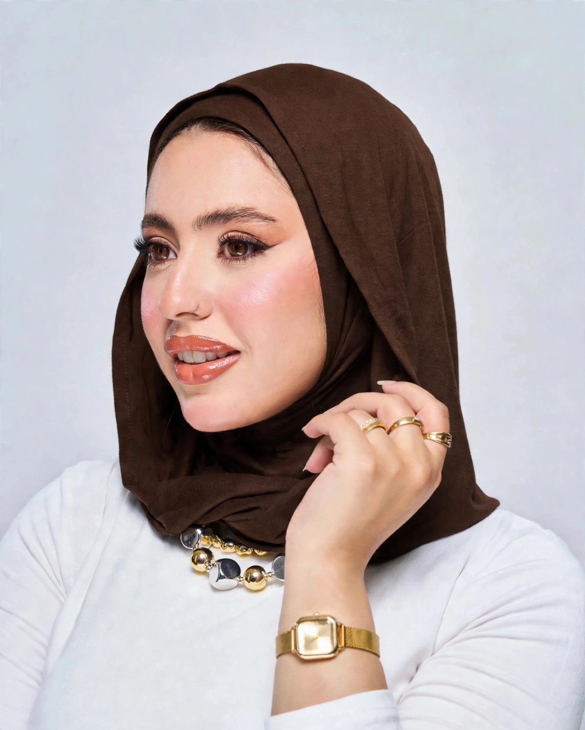 Hoodie Jersey Hijab - Chocolate Brown