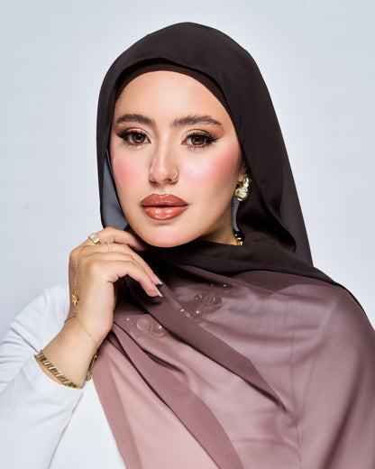 3-in-1 Instant Ombre Chiffon Hijab - Mocha Ombre