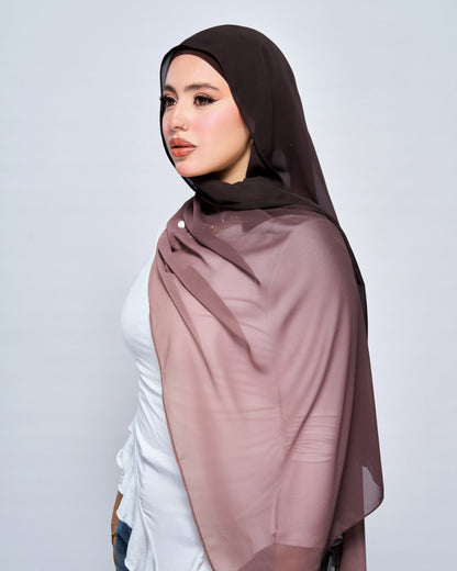 3-in-1 Instant Ombre Chiffon Hijab - Mocha Ombre
