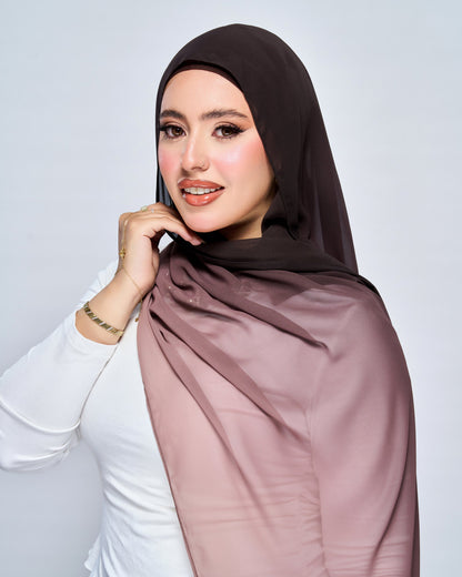 3-in-1 Instant Ombre Chiffon Hijab - Mocha Ombre