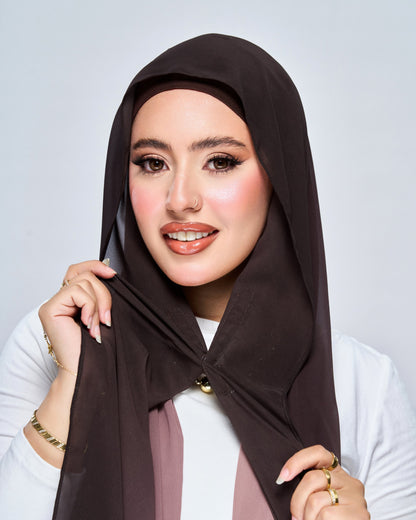3-in-1 Instant Ombre Chiffon Hijab - Mocha Ombre