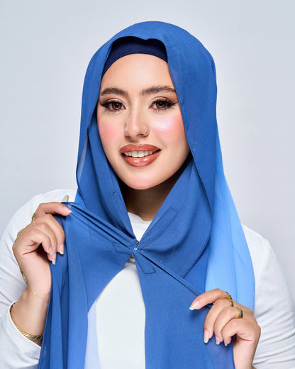 3-in-1 Instant Ombre Chiffon Hijab - Ocean Ombre