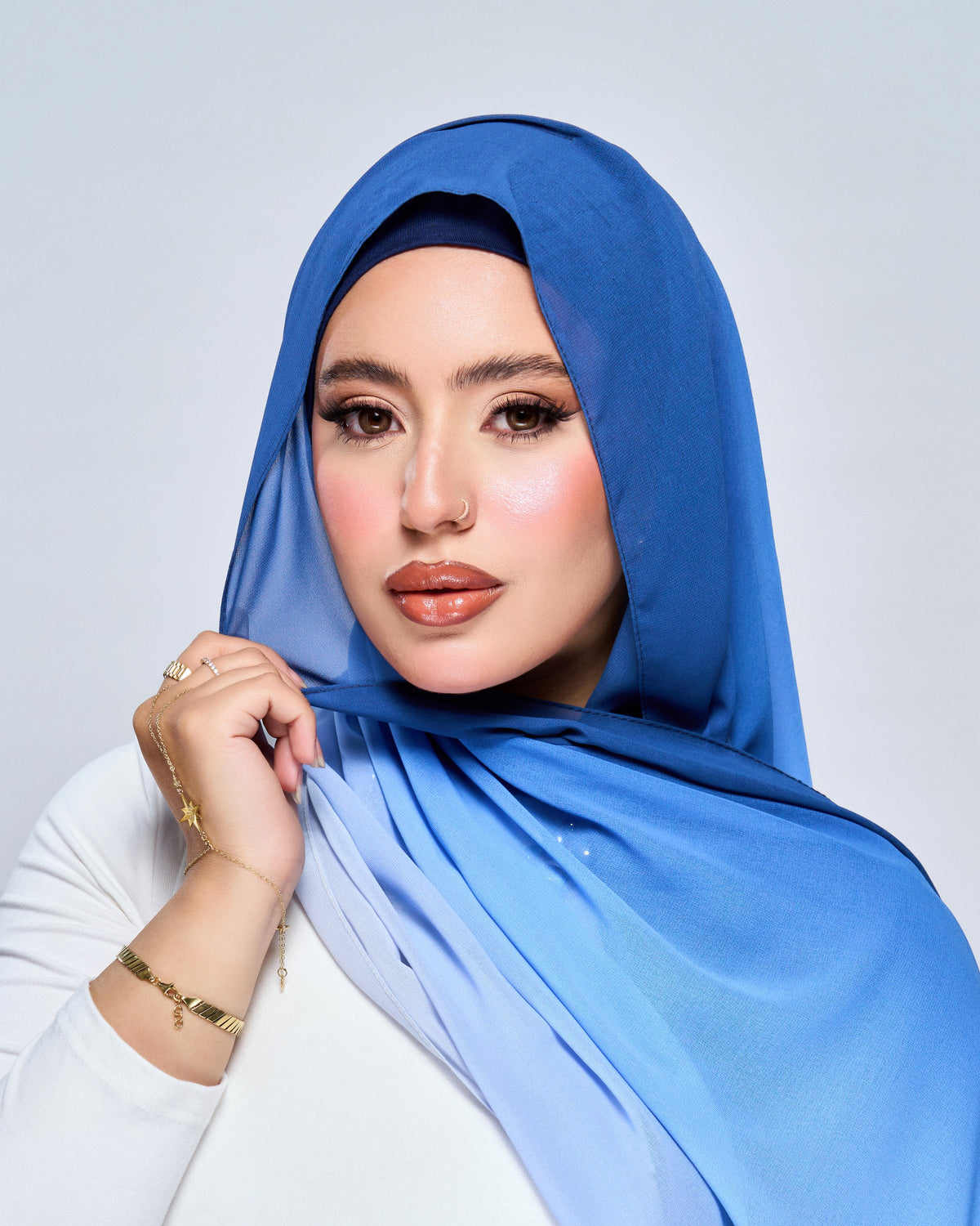 3-in-1 Instant Ombre Chiffon Hijab - Ocean Ombre