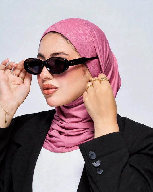 One Piece Leopard Jersey Hijab - Pink