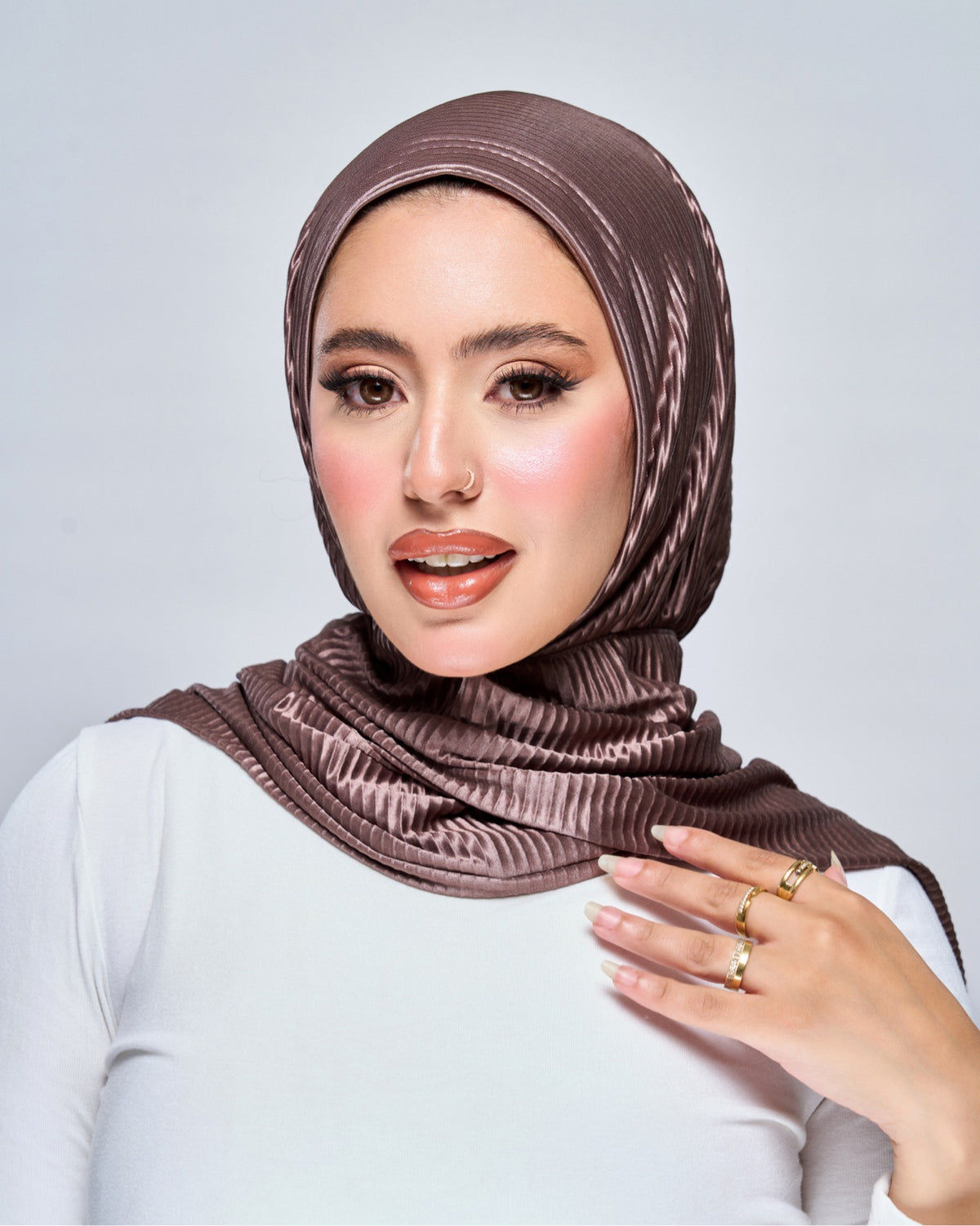 Plisse Snap and Go Hijab - Mauve