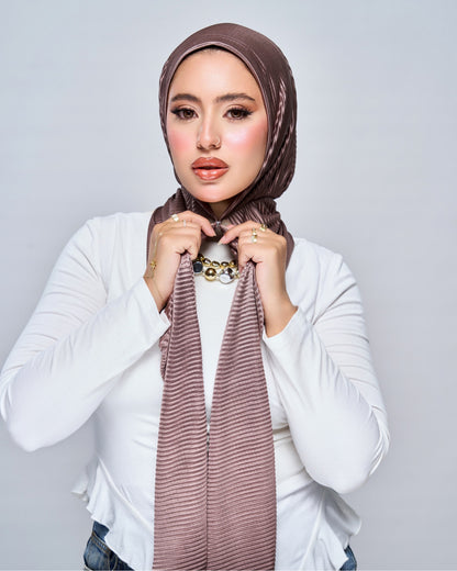 Plisse Snap and Go Hijab - Mauve